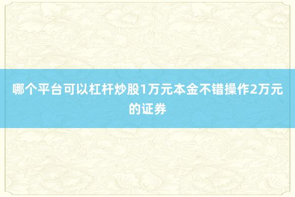 哪个平台可以杠杆炒股1万元本金不错操作2万元的证券