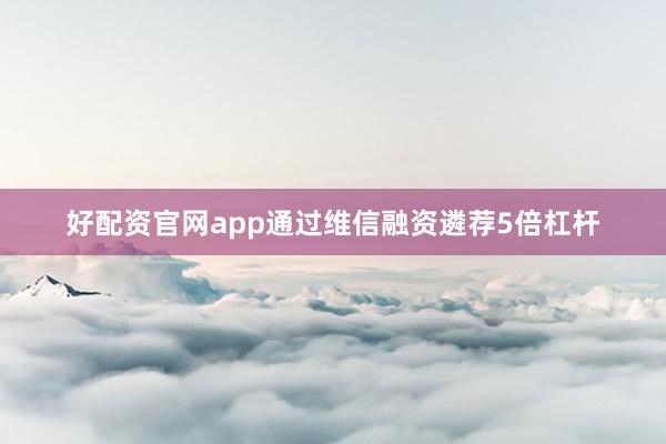 好配资官网app通过维信融资遴荐5倍杠杆