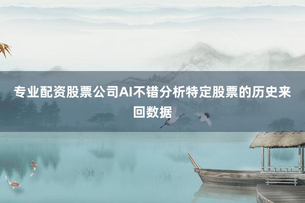 专业配资股票公司AI不错分析特定股票的历史来回数据